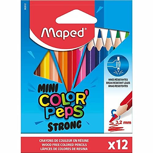 Maped 862812 - ergonomische Drei-Kant-Buntstifte, Farbstifte COLOR'PEPS STRONG MINI - besonders stabile Mine 3,2 mm - 12x Stifte von Maped