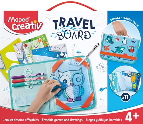 Maped 969310 transparente Tafel"Spiele & Zeichnungen" TRAVEL BOARD von Maped