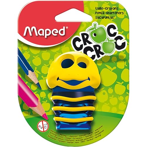 Maped - Bleistift-Anspitzer, Dosen-Anspitzer CROC CROC Raupe, für dünne und dicke Stifte - grün, gelb, pink von Maped Helix USA