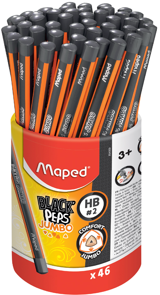 Maped Bleistift BLACK, PEPS JUMBO, Härtegrad: HB, 46er Köcher von Maped