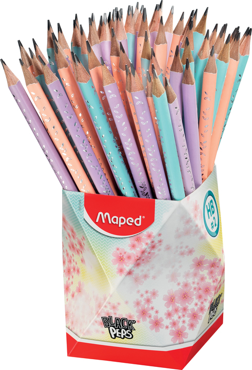 Maped Bleistift BLACK, PEPS PASTEL, Härtegrad: HB,72er Köcher von Maped