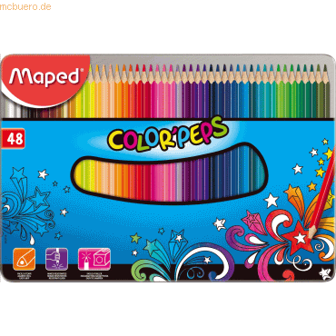 Maped Buntstift Color'Peps Erwachsene VE=48 Farben Metallbox von Maped