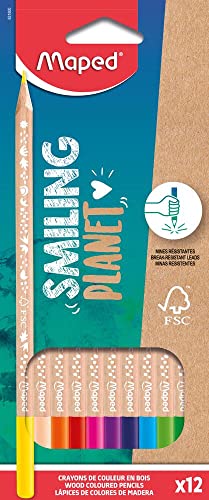 Maped - ergonomische Drei-Kant-Buntstifte, Farbstifte SMILING PLANET aus 100% FSC-zertifiziertem Holz - 12x Stifte Maped - ergonomische Drei-Kant-Buntstifte, Farbstifte SMILING PLANET aus 100% FSC-zertifiziertem Holz - 12x Stifte von Maped