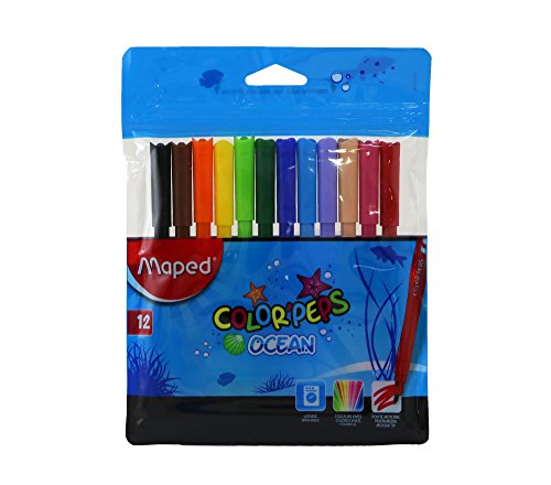 Maped Color'Peps Ocean Kugelschreiber mit Kunststoff-Design, verschiedene Farben, 12 Stück von Maped