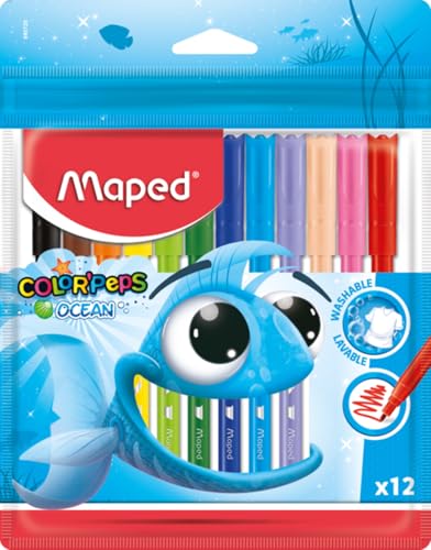 Maped Color'Peps Ocean Stifte mit Kunststoffhülle, verschiedene Farben, 12 Stück von Maped
