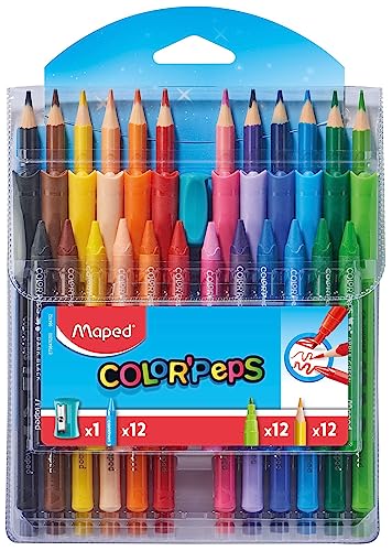 Maped - Combo Color'Peps Color'Peps – 12 Buntstifte + 12 Filzstifte Ocean + 12 Wachs-Kreide + 1 Spitzer Maped - Combo Color'Peps Color'Peps – 12 Buntstifte + 12 Filzstifte Ocean + 12 Wachs-Kreide + 1 Spitzer von Maped