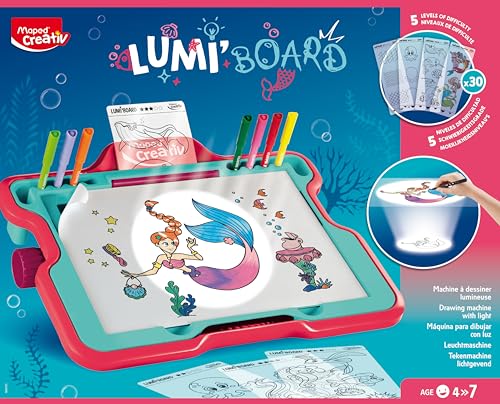 Maped Creativ Lumi Board - Unter dem Meer Thema - Lichtmaschine zum Zeichnen lernen - 63-teiliges Set kreatives Spielzeug für Kinder ab 4 Jahren Maped Creativ Lumi Board - Unter dem Meer Thema - Lichtmaschine zum Zeichnen lernen - 63-teiliges Set kreatives Spielzeug für Kinder ab 4 Jahren von Maped