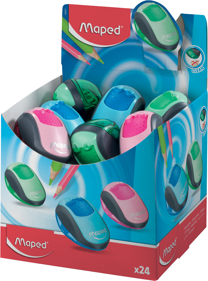 Maped Doppel-Spitzdose Clean, farbig sortiert, 24er Display Maped Doppel-Spitzdose Clean, farbig sortiert, 24er Display von Maped