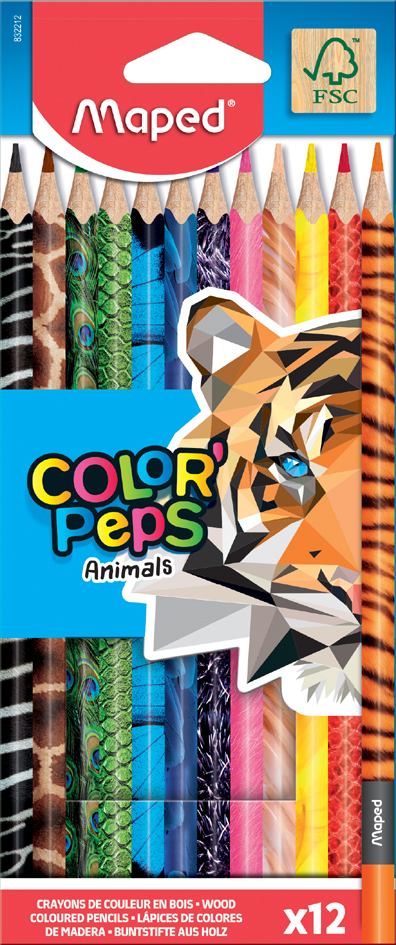 Maped Dreikant-Buntstift COLOR, PEPS Animals, 12er Kartonetui von Maped