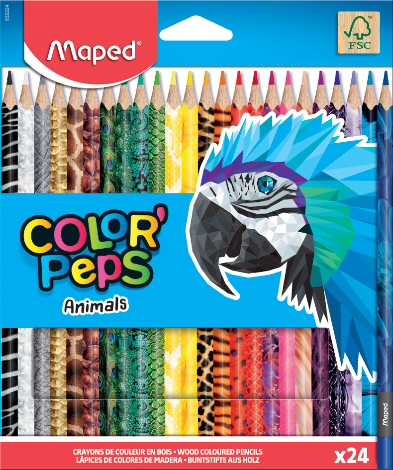 Maped Dreikant-Buntstift COLOR, PEPS Animals, 24er Kartonetui von Maped