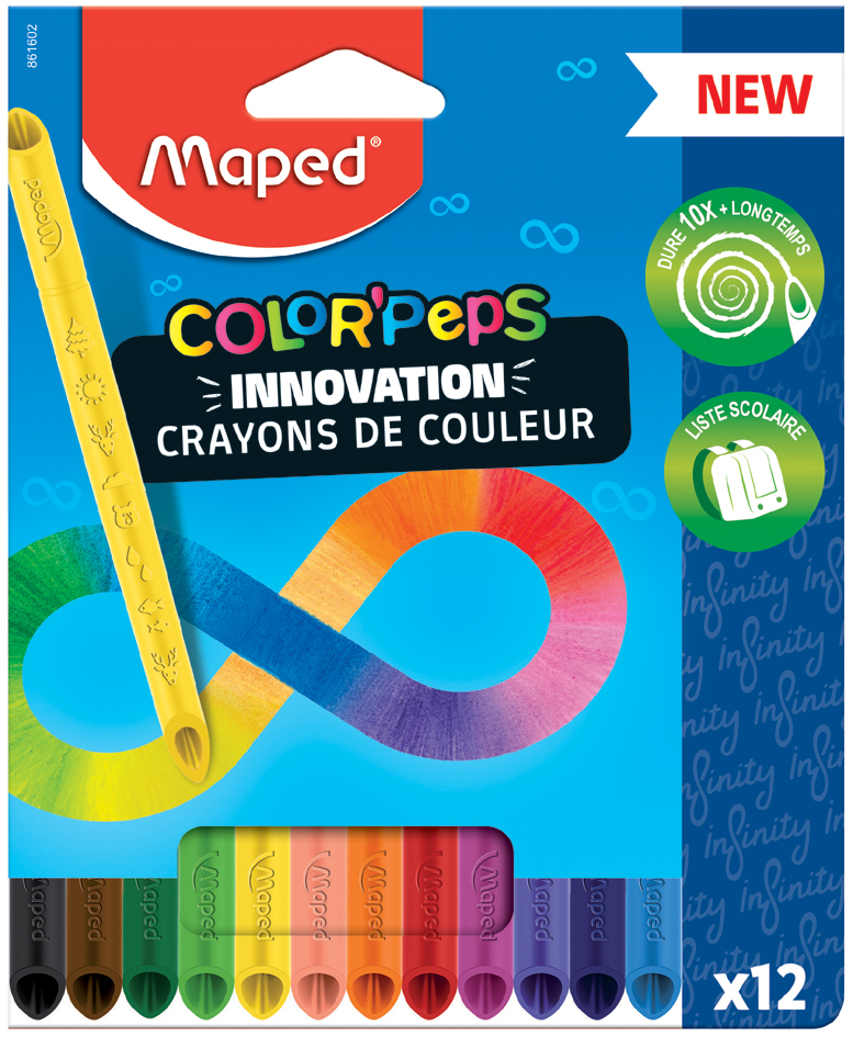 Maped Dreikant-Buntstift COLOR, PEPS INFINITY, 12er Etui von Maped