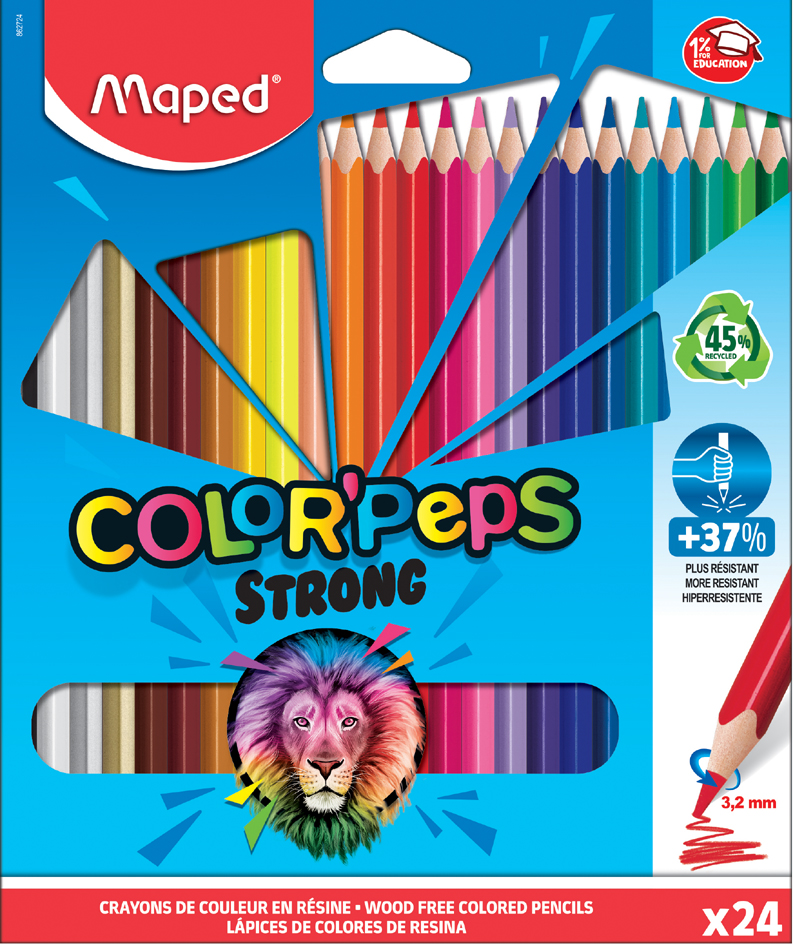 Maped Dreikant-Buntstift COLOR, PEPS STRONG, 24er Kartonetui von Maped