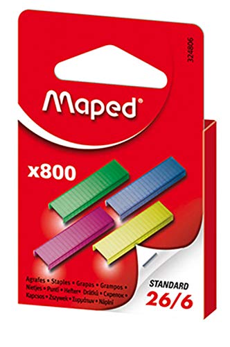 Maped Farbige Heftklammern, Größe 26/6, 800 Stück von Maped