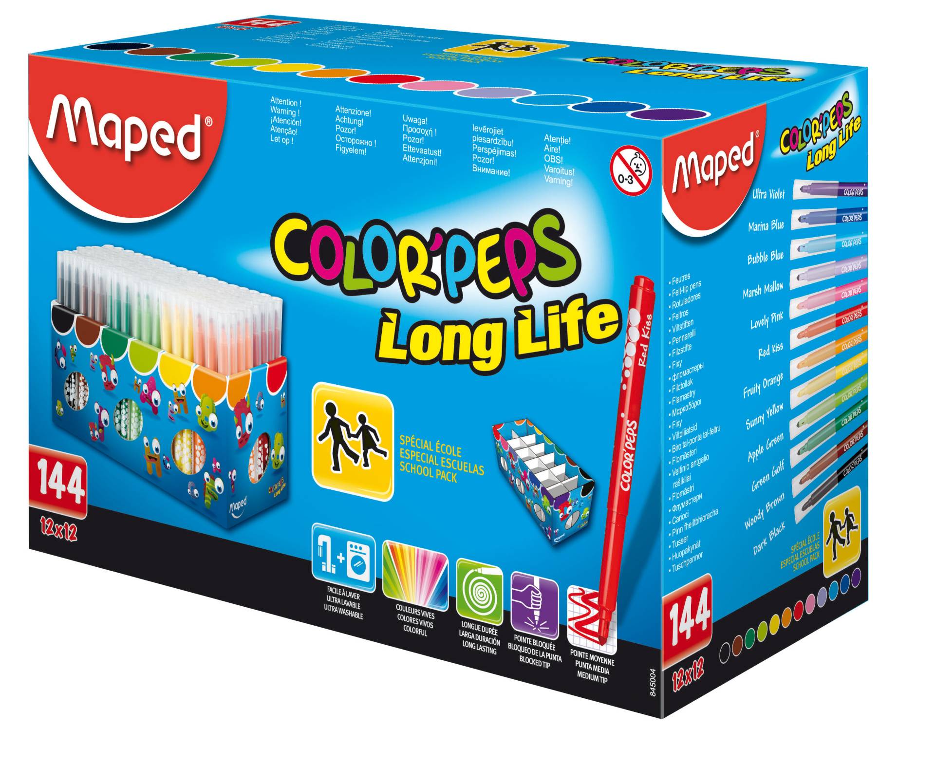 Maped Fasermaler COLOR, PEPS Long Life, 144er Display von Maped