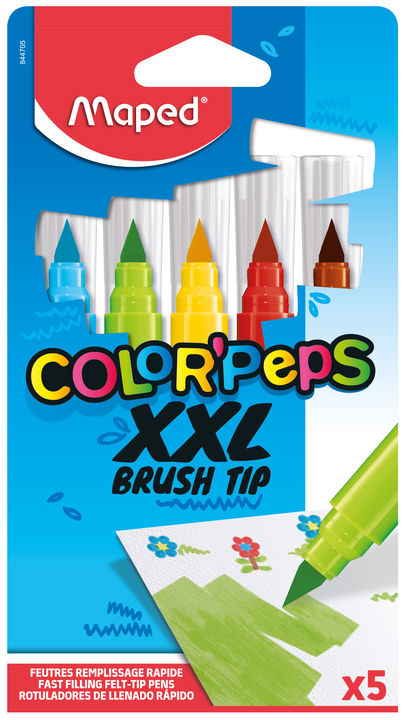Maped Fasermaler XXL COLOR, PEPS BRUSH TIP, 5er Kartonetui von Maped