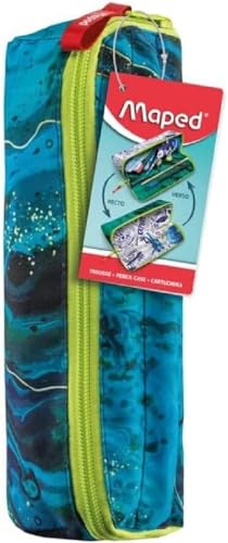 Maped - Federmäppchen XXL BASIC - mit XXL-Öffnung: einfaches Finden und Herausnehmen der Stifte - resistenter Polyester - bemalbar mit Bunt- und Filzstiften - großer Reißverschluss - blau von Maped