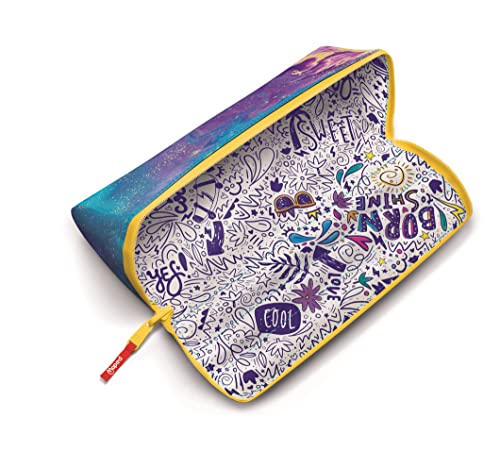 Maped - Federmäppchen XXL PATTERN - mit XXL-Öffnung: einfaches Finden und Herausnehmen der Stifte - resistenter Polyester - bemalbar mit Bunt- und Filzstiften - großer Reißverschluss - blau von Maped