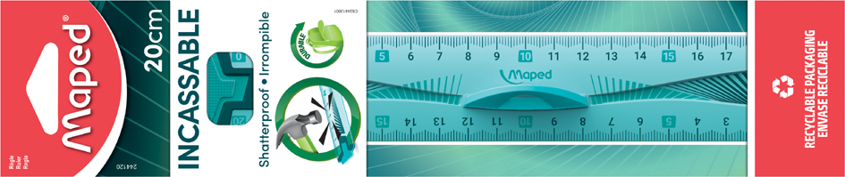 Maped Flachlineal Flex, 200 mm, aus Kunststoff, mit Griff von Maped