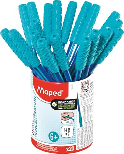 Maped Kidy Learn Konzentration - 20 ergonomische Graphitstifte mit entspannender Spitze zum Kauen – Mine HB2 – strukturierter Schaft mit Griff Maped Kidy Learn Konzentration - 20 ergonomische Graphitstifte mit entspannender Spitze zum Kauen – Mine HB2 – strukturierter Schaft mit Griff von Maped