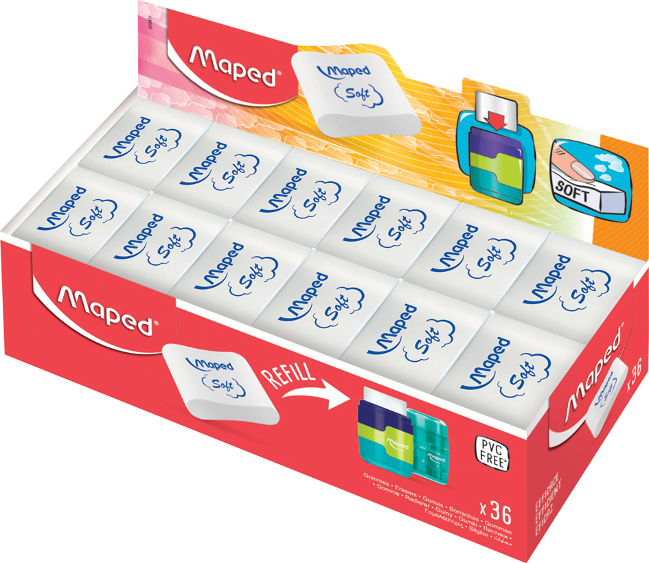 Maped Kunststoff-Radierer Essentials Soft, weiß,36er Display Maped Kunststoff-Radierer Essentials Soft, weiß,36er Display von Maped