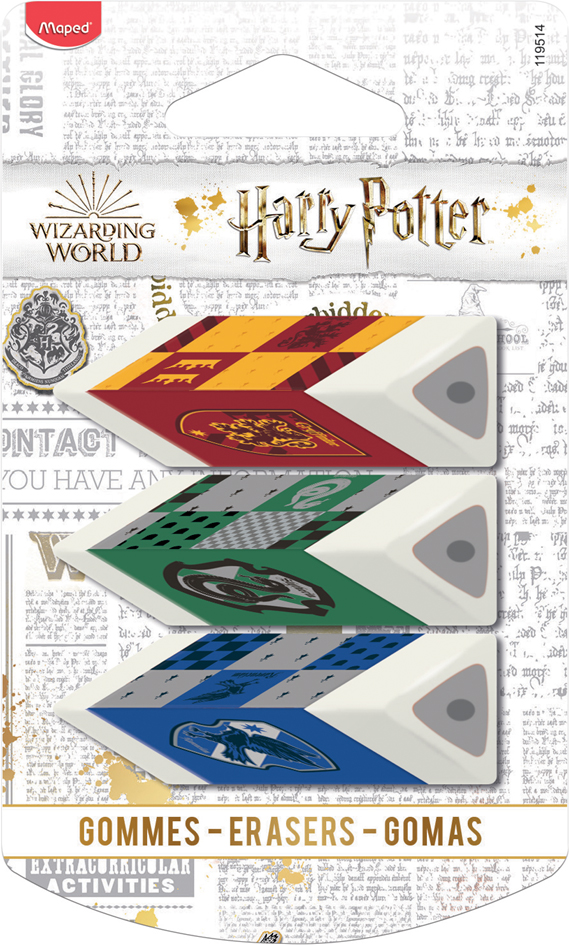 Maped Kunststoff-Radierer Pyramide HARRY POTTER, 3er Blister von Maped