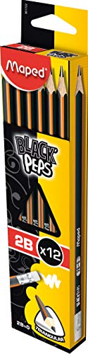 Maped M851722 Bleistift BLACK'PEPS, 2B mit Radierer, schwarz/orange von Maped