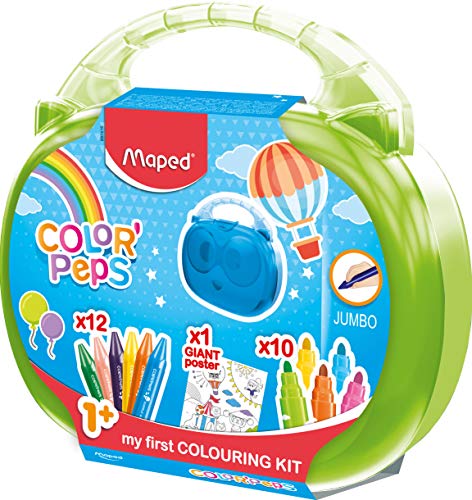 Maped M897416 - Malset KIDS-Box, Color'Peps, 12er Fasermaler mit Malbuch von Maped