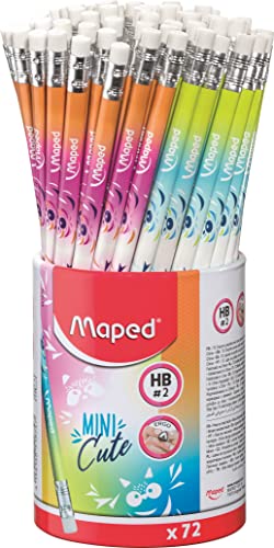 Maped Mini-Graphit-Bleistifte mit Radiergummi-Ende (851874) von Maped