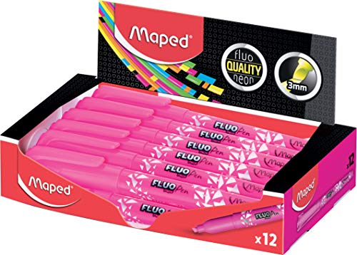 Maped – Packung mit 12 Textmarkern Fluo'Peps Pen, Farbe Rosa, ideal für die Federmappe von Maped
