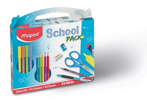 Maped - School 33-teiliges Set – Buntstifte + Filzstifte + Graphitstifte + Minenhalter und Minentasche + Textmarker + Radiergummi + Anspitzer + Pulsschere – für Kinder ab 4 Jahren Maped - School 33-teiliges Set – Buntstifte + Filzstifte + Graphitstifte + Minenhalter und Minentasche + Textmarker + Radiergummi + Anspitzer + Pulsschere – für Kinder ab 4 Jahren von Maped