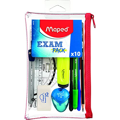 Maped - Schüler-Set, gefülltes Etui EXAM PACK - 10-tlg. - transparent von Maped