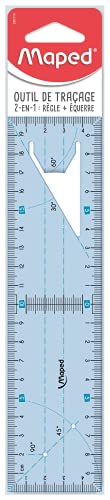 Maped – Schülerbuch – 2-in-1 – Lineal 20 cm und Winkel 45 ° und 60 ° – Lineal + bruchsicheres Winkel – erleichtert die vertikalen und symmetrischen von Maped