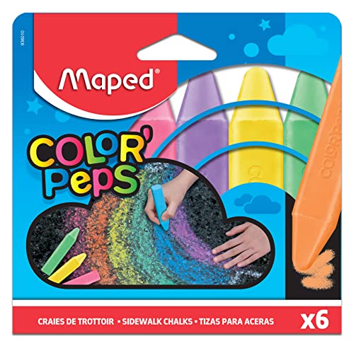 Maped - Straßenmalkreide COLOR'PEPS x6 - blau, orange, pink, lila, gelb, grün von Maped