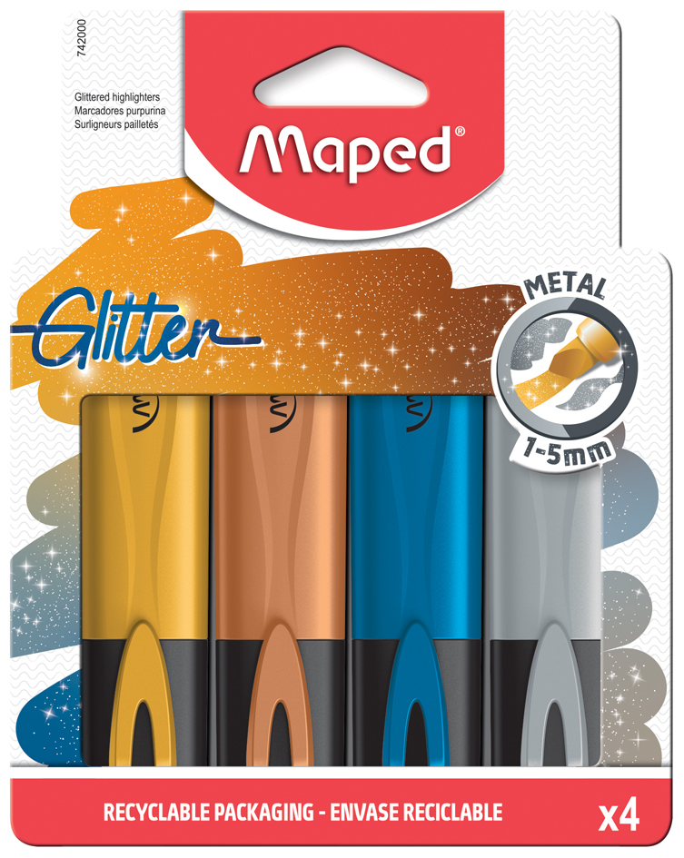 Maped Textmarker GLITTER METAL, 4er Etui von Maped