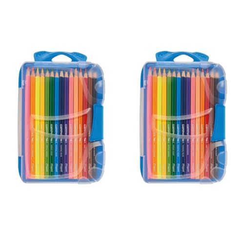 Maped - ergonomische Drei-Kant-Buntstifte, Farbstifte COLOR'PEPS SMART BOX - x12 Stifte + x3 Fluo-Stifte (Packung mit 2) von Maped