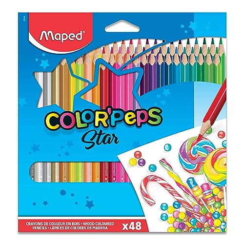 Maped - ergonomische Drei-Kant-Buntstifte, Farbstifte COLOR'PEPS STAR aus FSC-zertifiziertem Holz - 48x Stifte Maped - ergonomische Drei-Kant-Buntstifte, Farbstifte COLOR'PEPS STAR aus FSC-zertifiziertem Holz - 48x Stifte von Maped