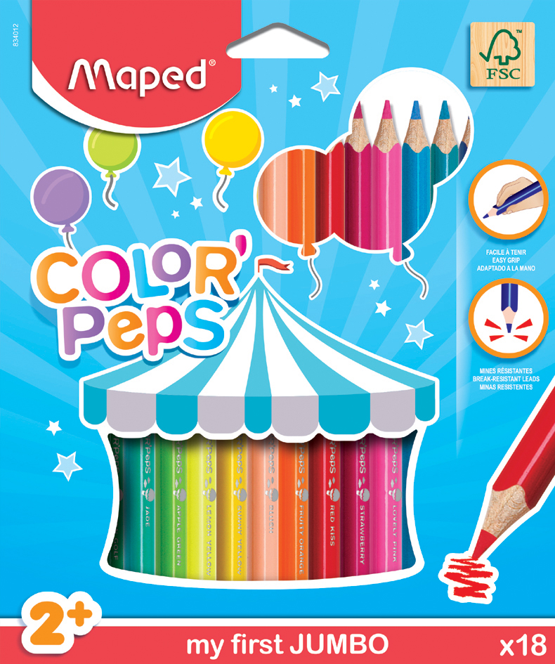 Maped my first Dreikant-Buntstift COLOR, PEPS JUMBO,18er Etui von Maped