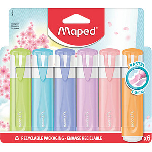 maped Fluo Peps pastell Textmarker farbsortiert, 6 St. von Maped