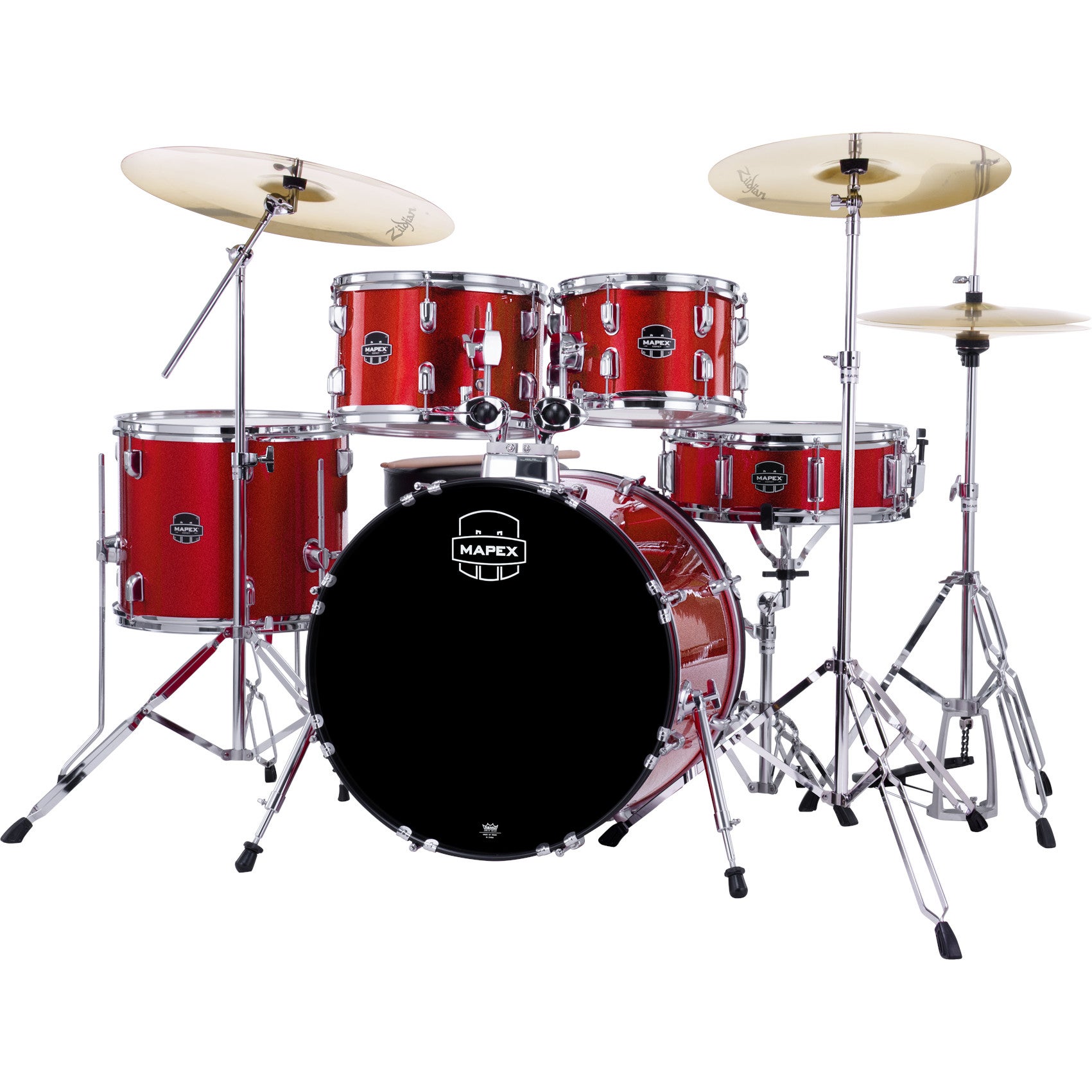 Mapex Comet Infra Red 5-Piece Drum Kit + Hardware and Zildjian Planet Z Cymbal Pack von Mapex