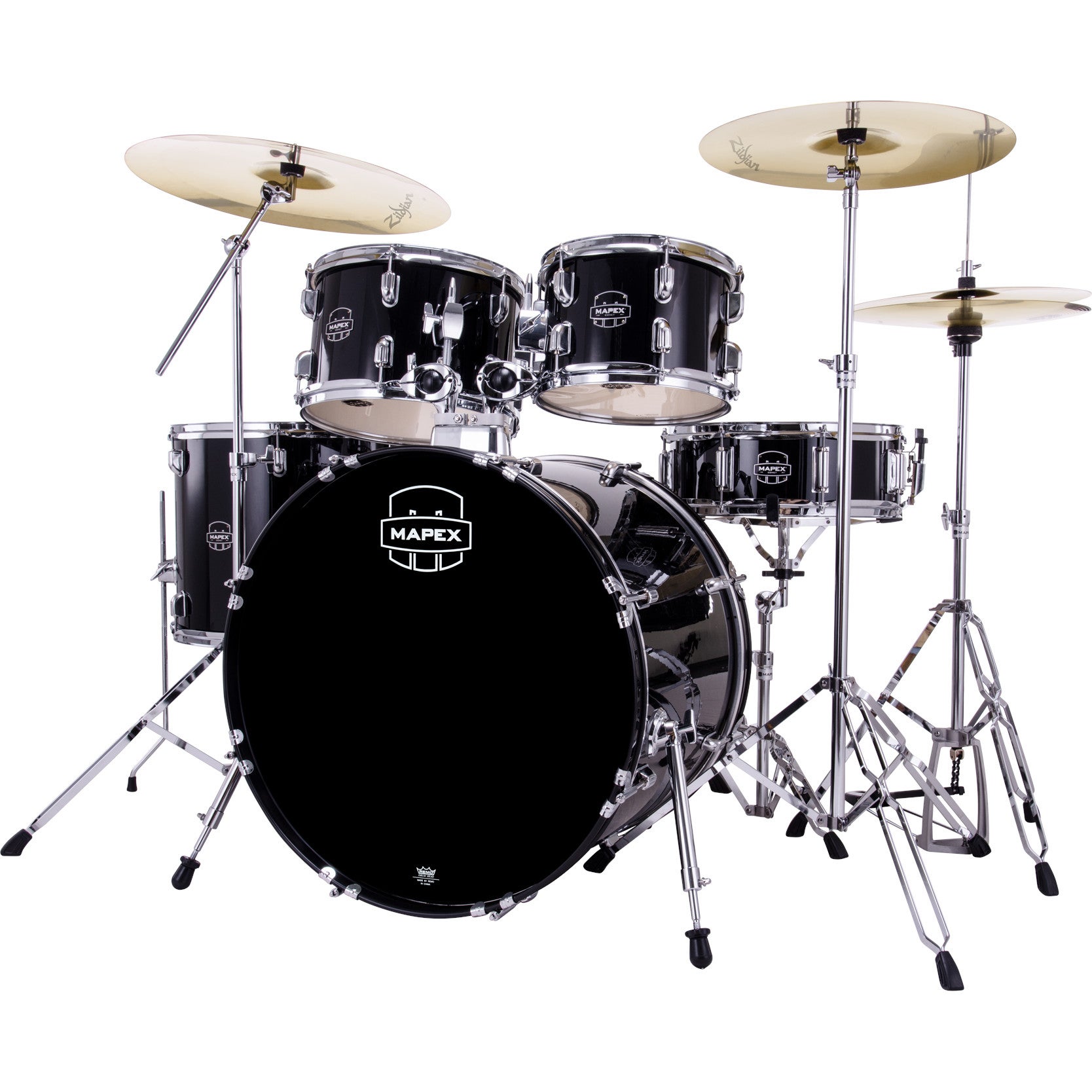 Mapex Comet Stage Dark Black 5-Piece Drum Kit + Hardware and Zildjian Planet Z Cymbal Pack von Mapex