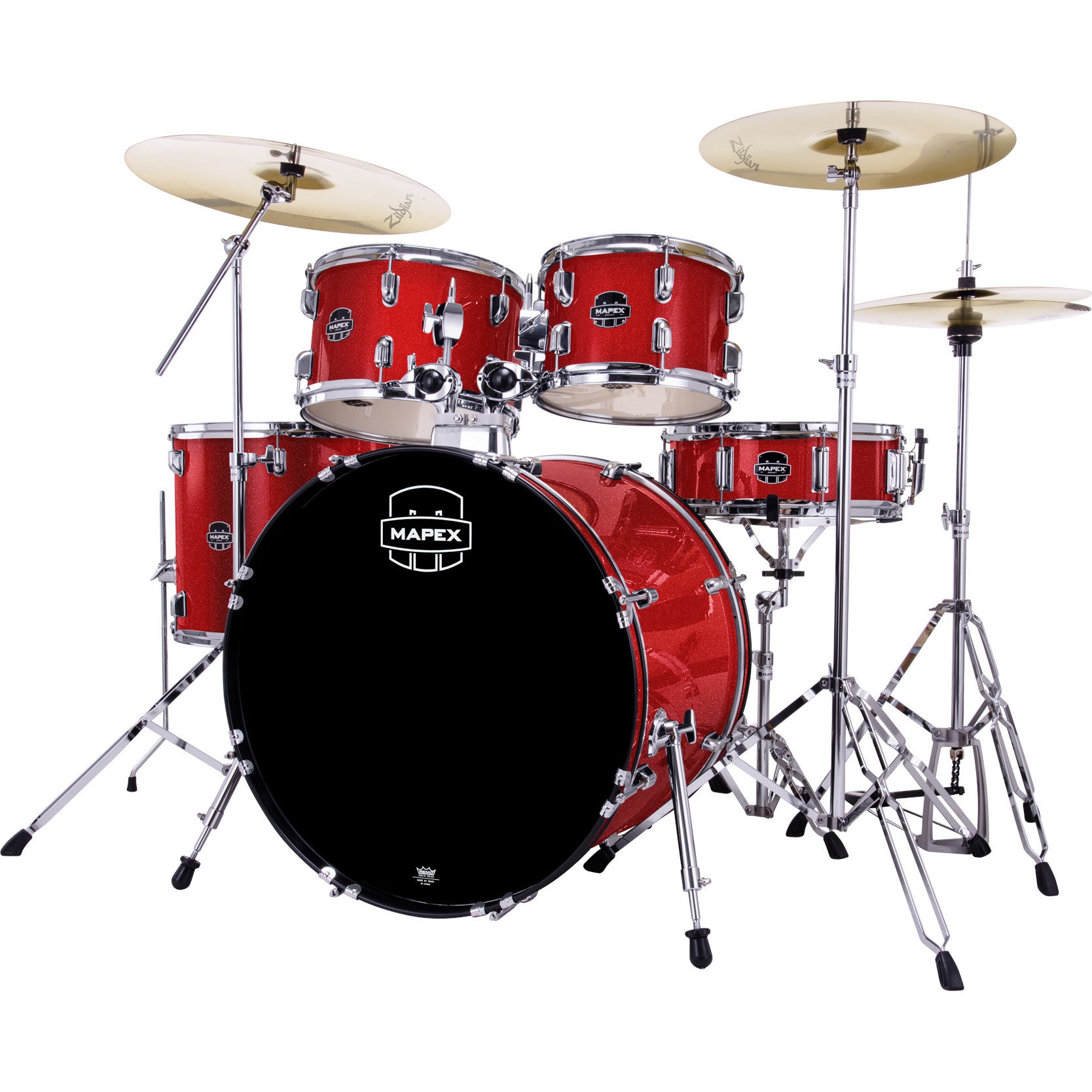 Mapex Comet Stage Infra Red 5-Piece Drum Kit + Hardware and Zildjian Planet Z Cymbal Pack von Mapex