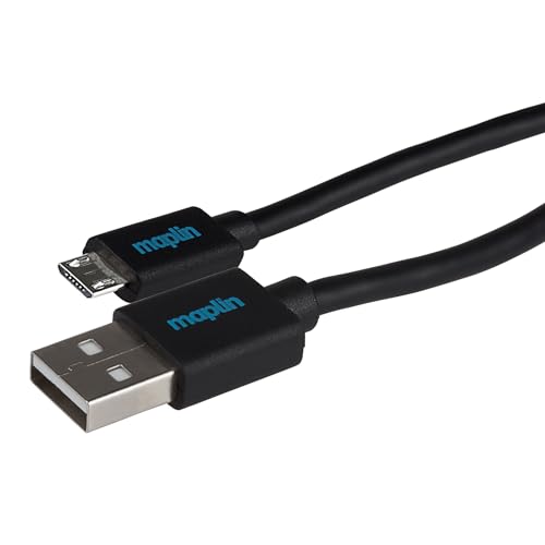 Maplin Premium Kabel USB A 2.0 Stecker auf Micro USB B Stecker, 0,75 m, Schwarz von Maplin