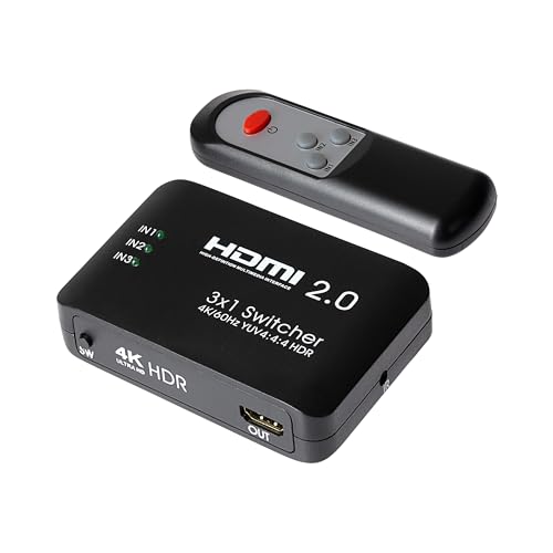 Nikkai HDMI-Switch, 3 Ports in 1 Port Out, 4 K, 60 Hz Auflösung, Fernbedienung, Schwarz Nikkai HDMI-Switch, 3 Ports in 1 Port Out, 4 K, 60 Hz Auflösung, Fernbedienung, Schwarz von Nikkai