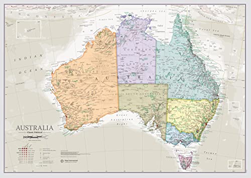 Australia Map Poster - A2-59 x 42 cm - Maps International - 50 years + of Map Making von Maps International