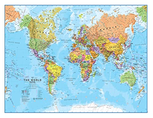 Riesige Weltkarte - Politischen Weltkartenposter - Laminiert - 59.4 x 42 cm - Maps International von Maps International
