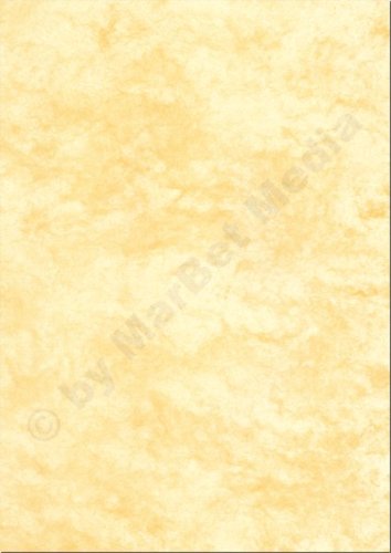 Marmorpapier, DIN A4, 250g/m², 25 Blatt, gelb von MarBet Media