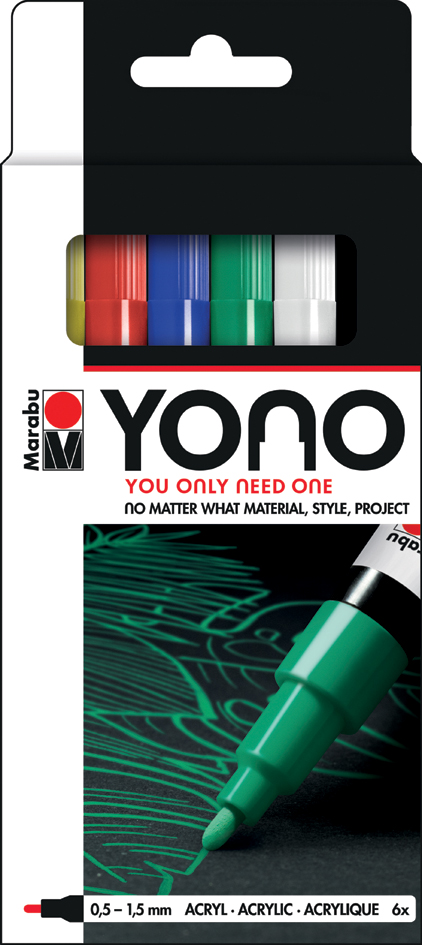 Marabu Acrylmarker , YONO, , 0,5 - 1,5 mm, 6er Set von Marabu