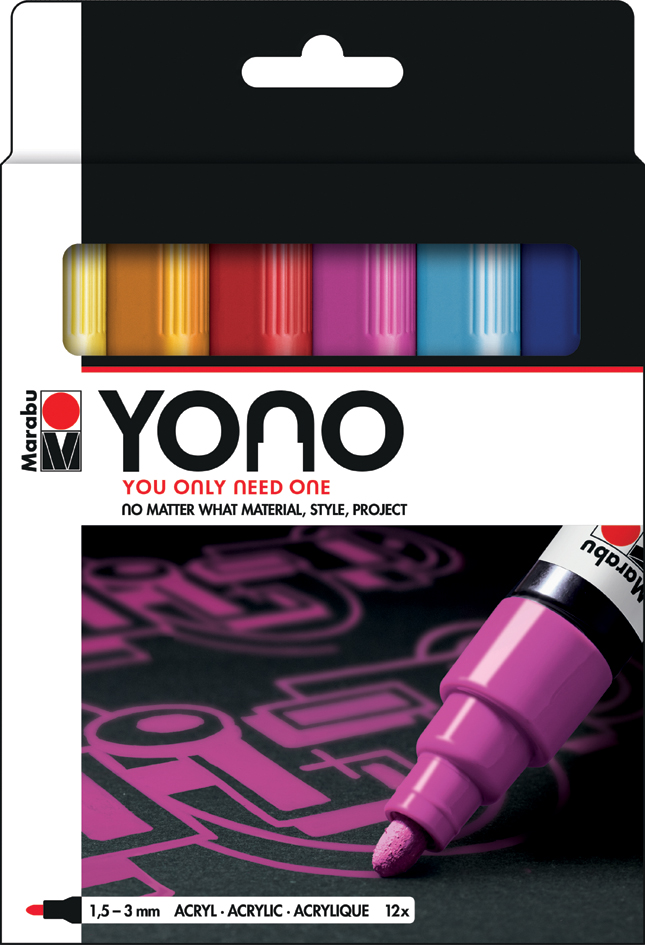 Marabu Acrylmarker , YONO, , 1,5 - 3,0 mm, 12er Set von Marabu