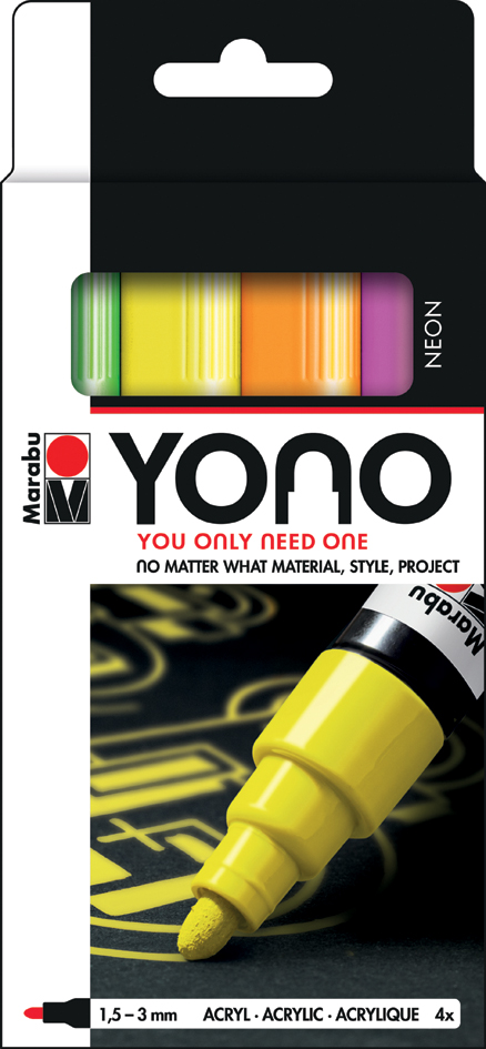 Marabu Acrylmarker , YONO, , 1,5 - 3,0 mm, 4er Set NEON von Marabu