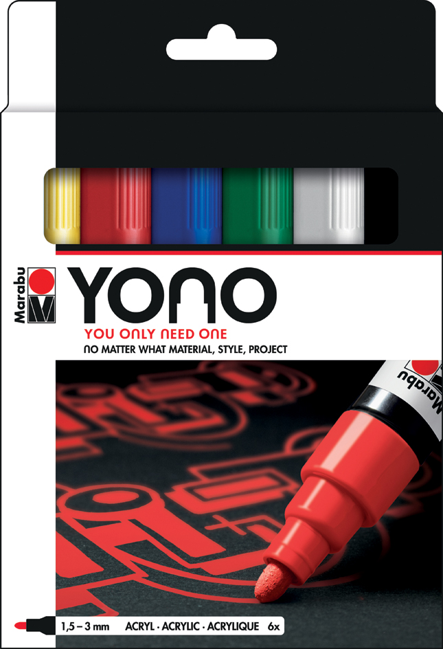 Marabu Acrylmarker , YONO, , 1,5 - 3,0 mm, 6er Set von Marabu